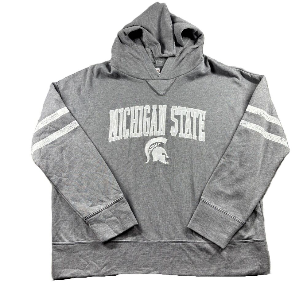 Sideline Apparel Women Hoodie Michigan State Embroidered Gray Large P108